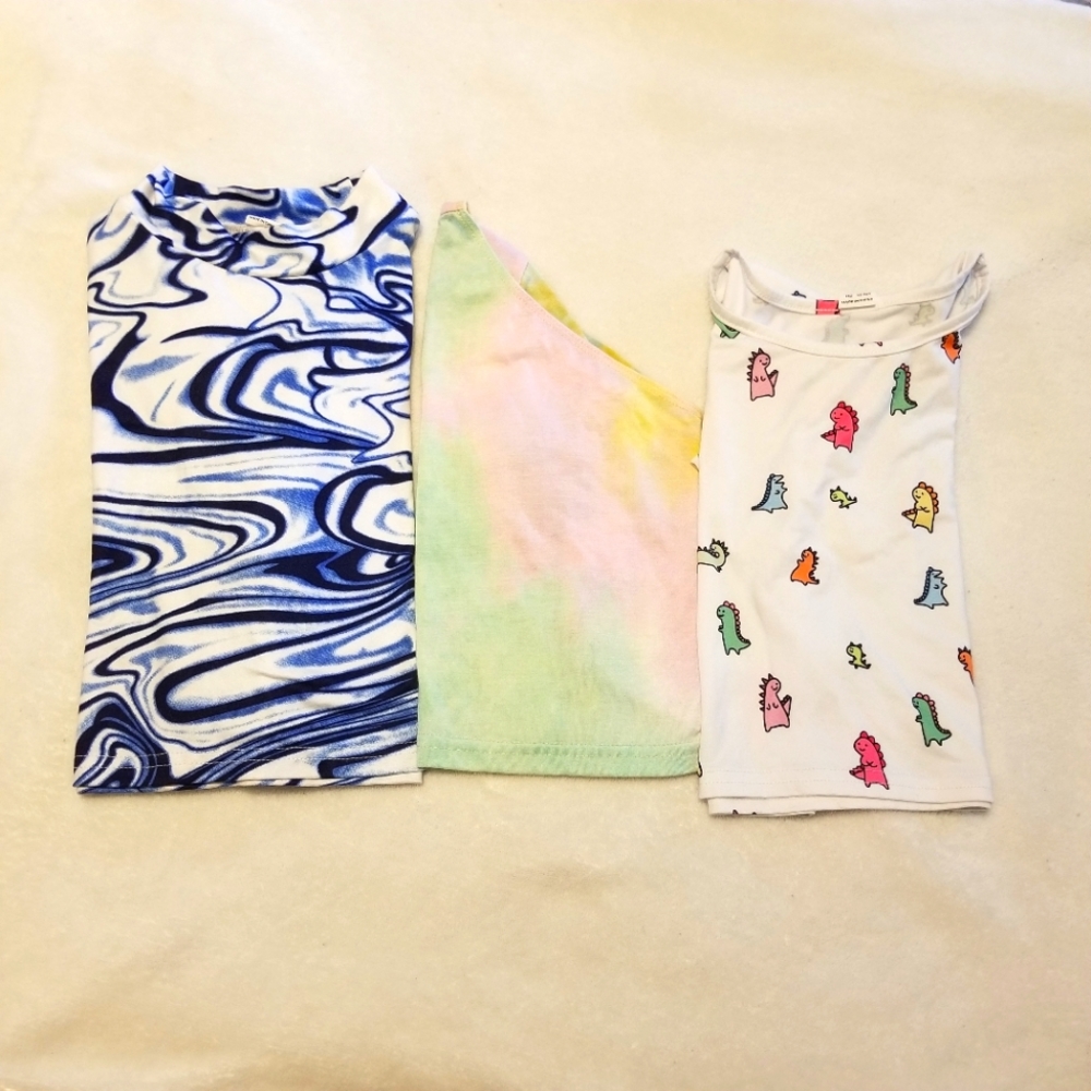 Girls Lot of Three Crop Tops Size 11-12y Short & Long Sleeve Shein
